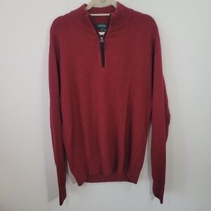 Orvis Men's Quarter Zip Pullover 100% Wool Speckled Red Size Large‎